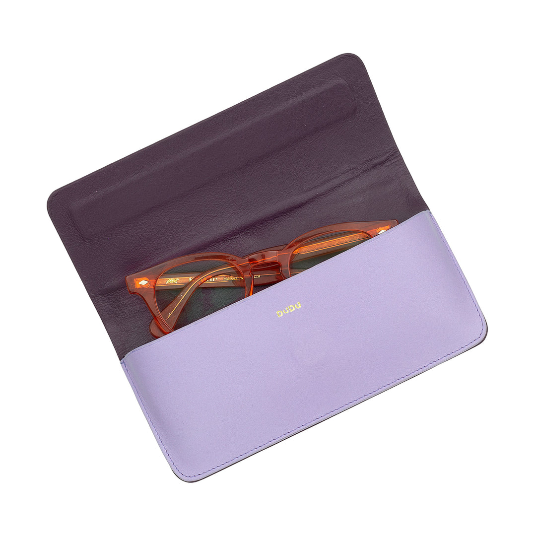 DUDU Eyeglasses and Sunglasses Case in Soft Genuine Leather with Magnetic Closure, Colorful Glasses Case