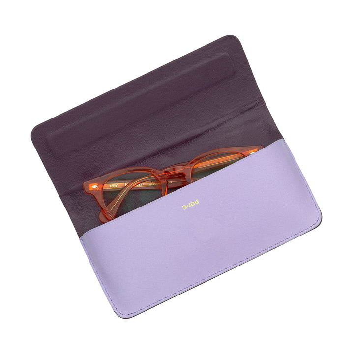 DUDU Eyeglasses and Sunglasses Case in Soft Genuine Leather with Magnetic Closure, Colorful Glasses Case