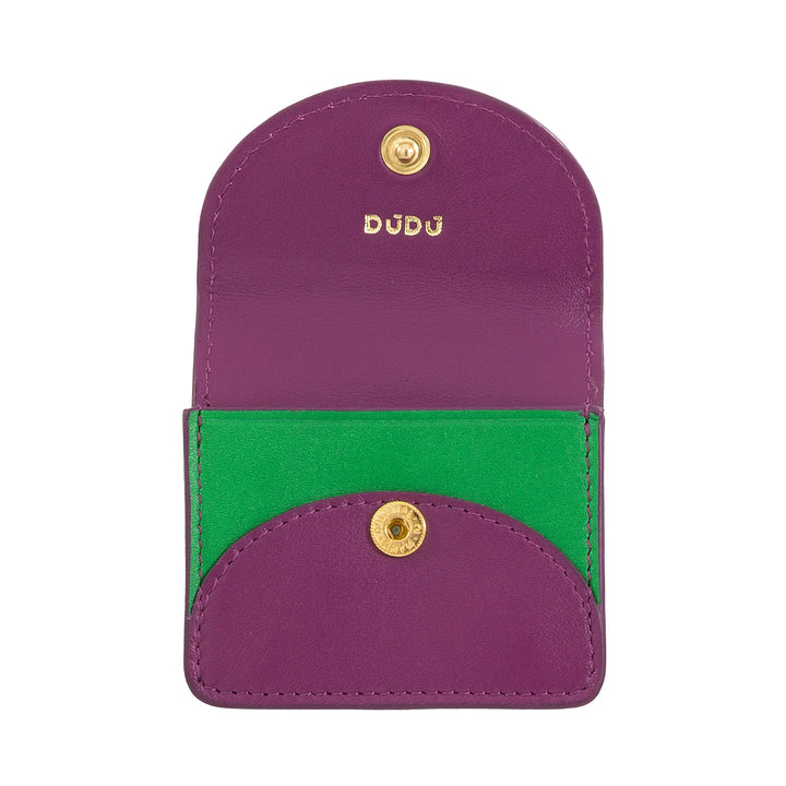DUDU Air Pod-oortelefoonhoesje van echt leer met sleutelhanger - Mini-cover met karabijnhaak, elegant en compact