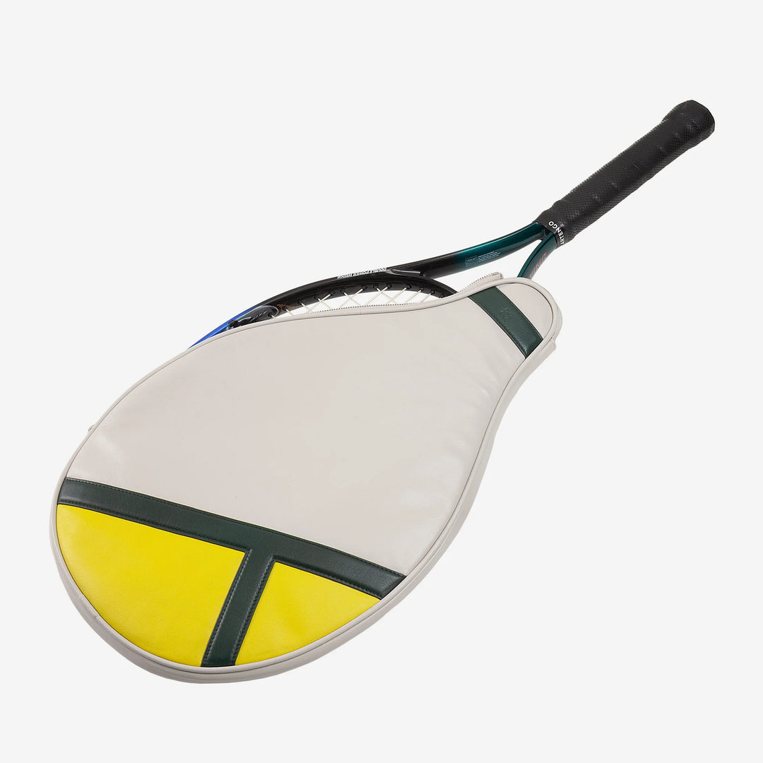 DUDU Genuine Leather Tennis Racket Case, Limited Edition Cover, Padded Sheath with Zipper, Side Pocket and Shoulder Strap