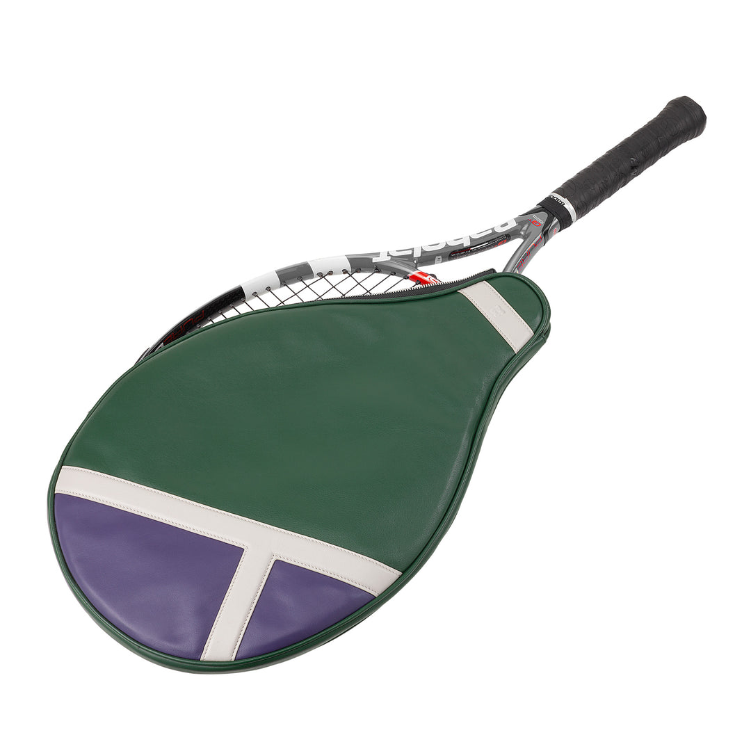 DUDU Case Tennis racket in real leather, limited edition cover, padded sheath with zipper, side pocket and shoulder strap