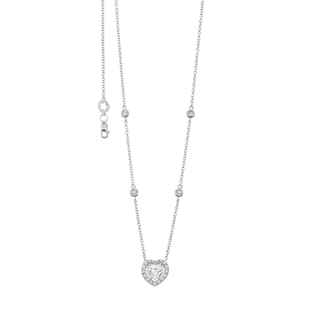 Comete ketting in 750‰ goud met een hart van witte diamanten GLB1717