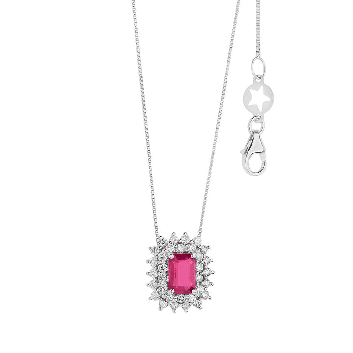 Comete Necklace in Gold, Diamonds and Octagonal Ruby GLB1604