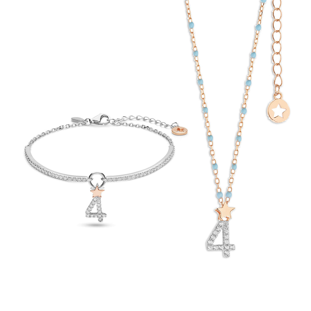 Comete Halskette und Armband in Silber Nummer 4 KIT202206