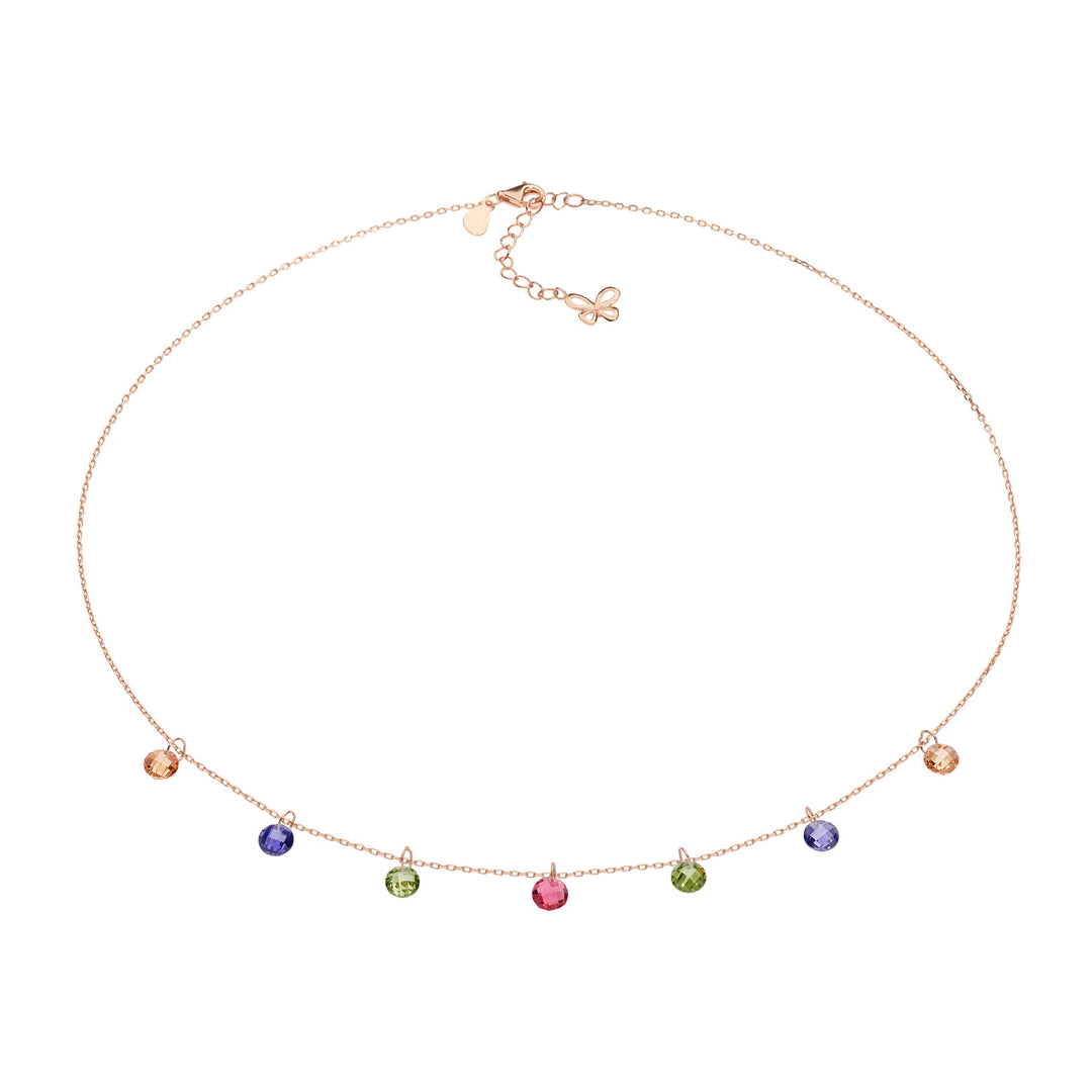Comete Necklace in Silver and multicolor briolette crystals GLA171