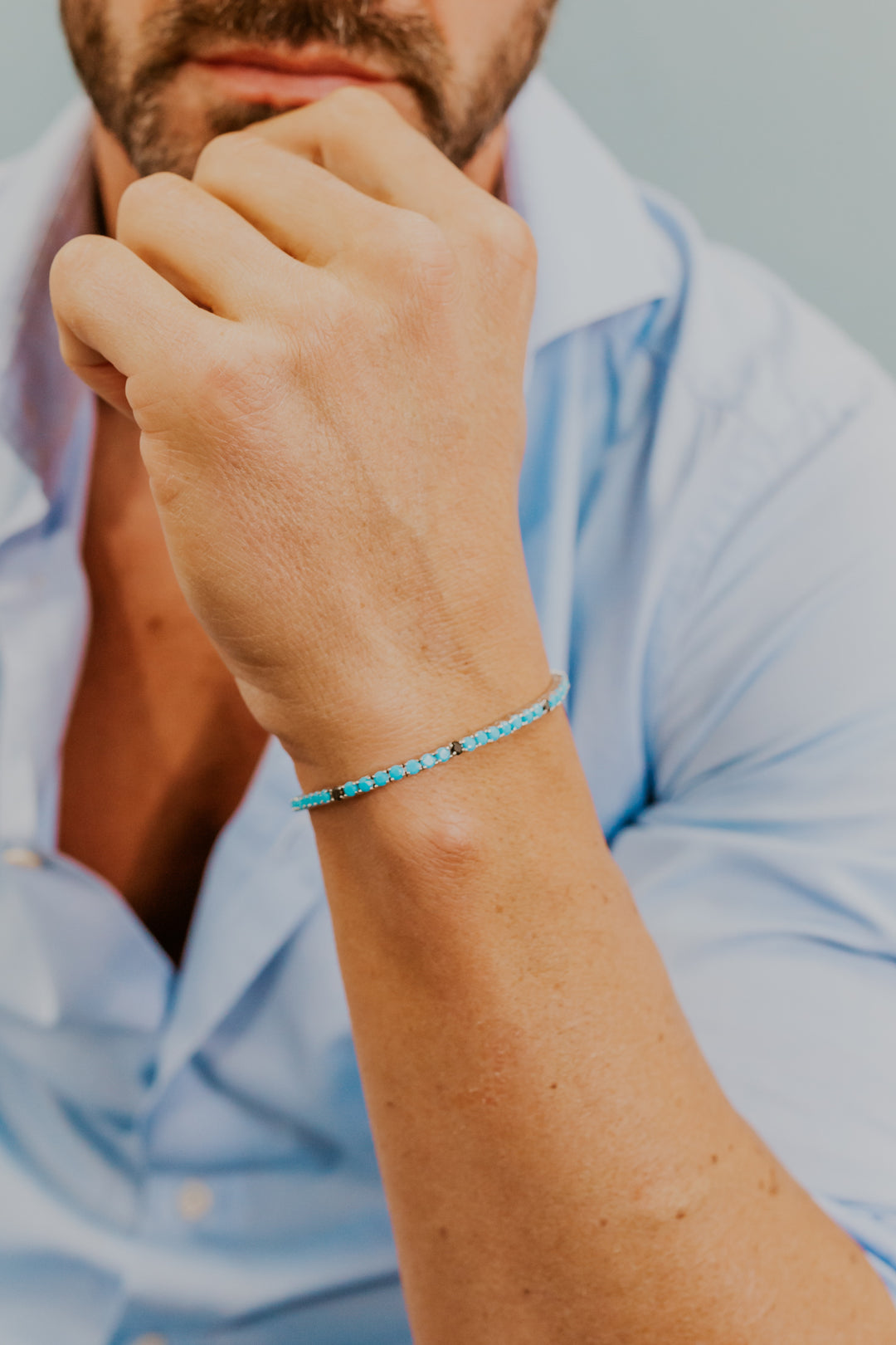 Comete Silver Bracelet with turquoise and black Zircons UBR1251M18