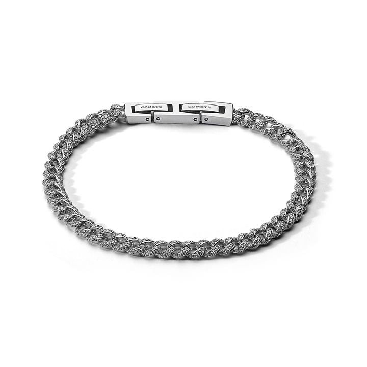 Comete Bracelet in rhodium-plated 925‰ silver, steel, white zircons UBR1292M20