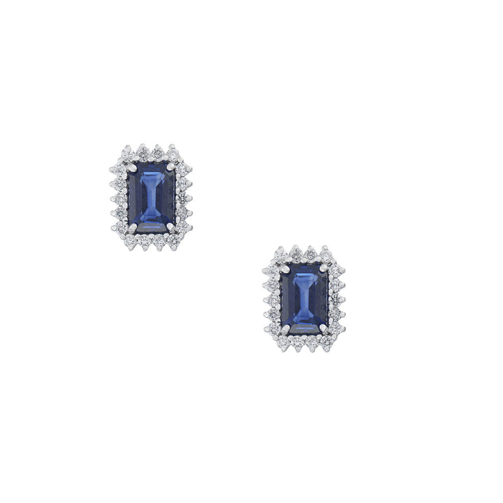 Comete Earrings in 750‰ Gold, Diamonds and octagonal blue Sapphire ORB1106