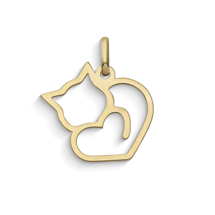 Comete Hartvormige kittenhanger in 375‰ geelgoud KCOB047