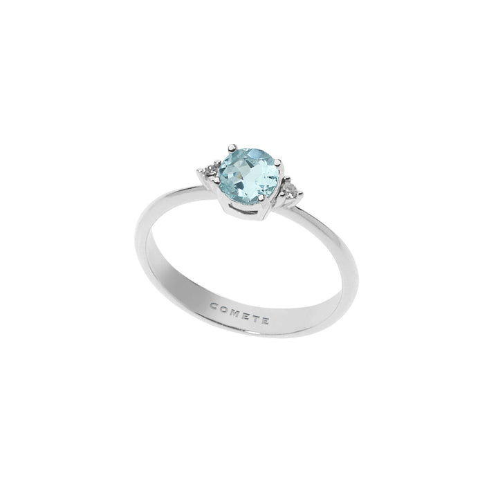 Comete-Goldring mit Diamanten und rundem Aquamarin ANQ294