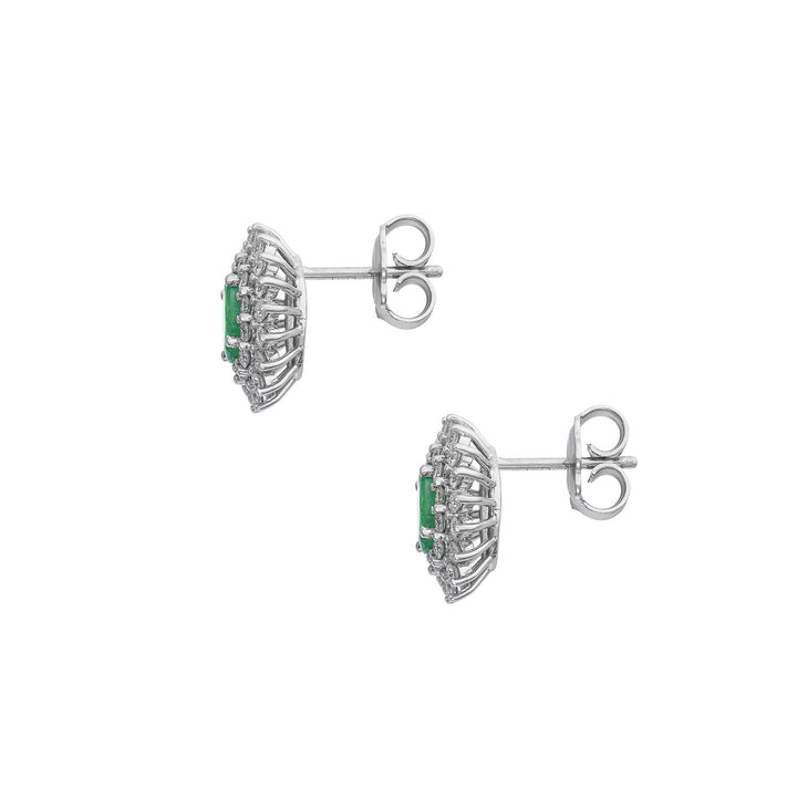 Comete Earrings in Gold and White Diamonds, Oval Emerald ORB1107