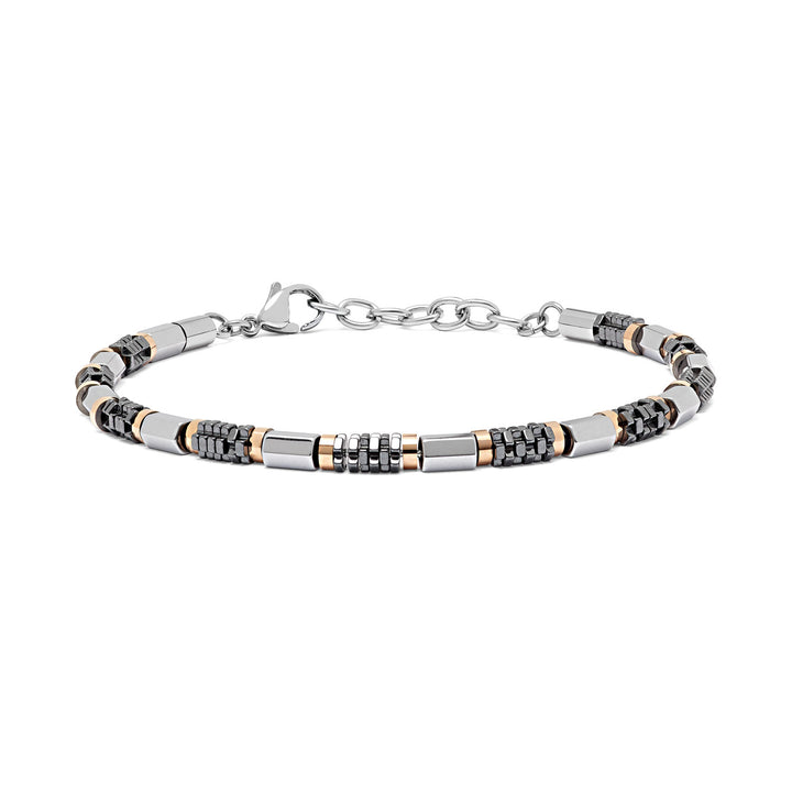 Comete Geborsteld stalen armband met hematiet en PVD UBR969