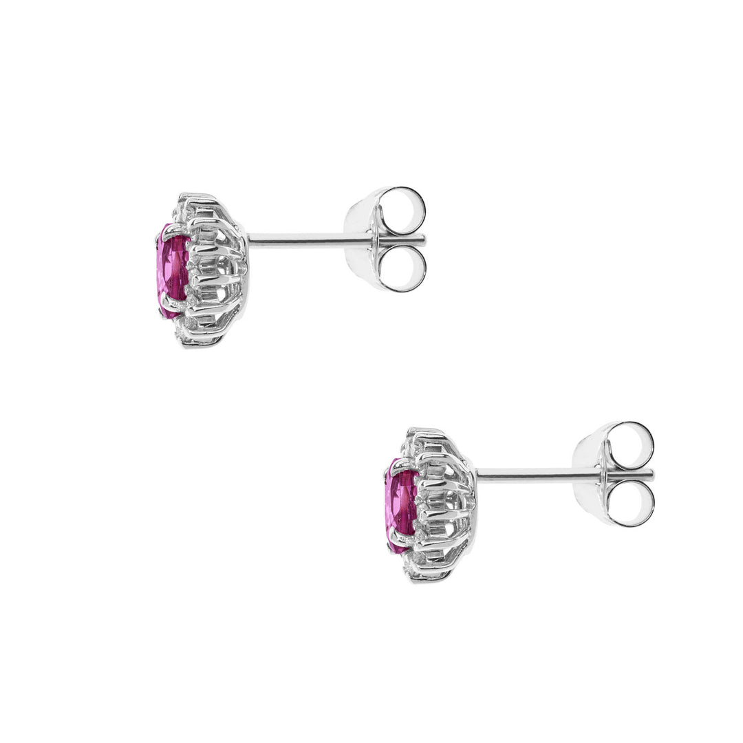Comete Oval Gold Earrings with Diamonds and Pink Topazes ORB1037