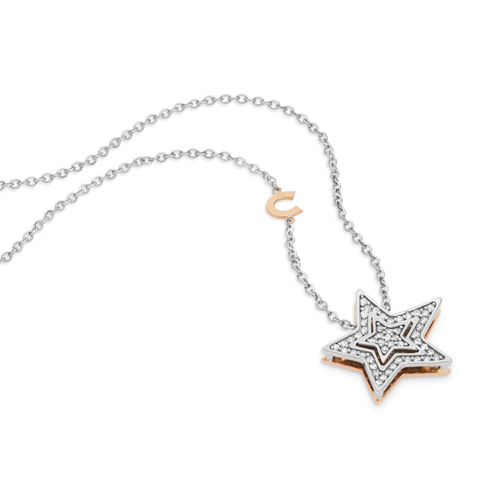 Comete ketting in wit- en roségoud met GLB1446-diamanten