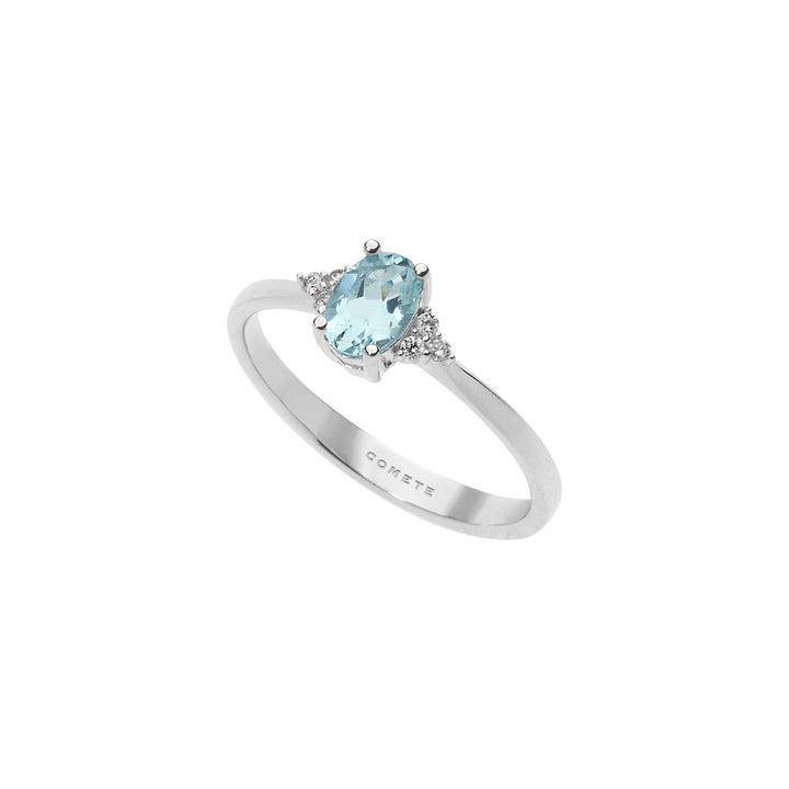 Comete Gold Ring with Diamonds and Oval Aquamarine ANQ291