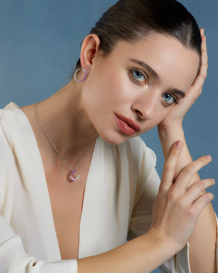 Comete Earrings in Silver and Degradè Pink Zircons ORA203