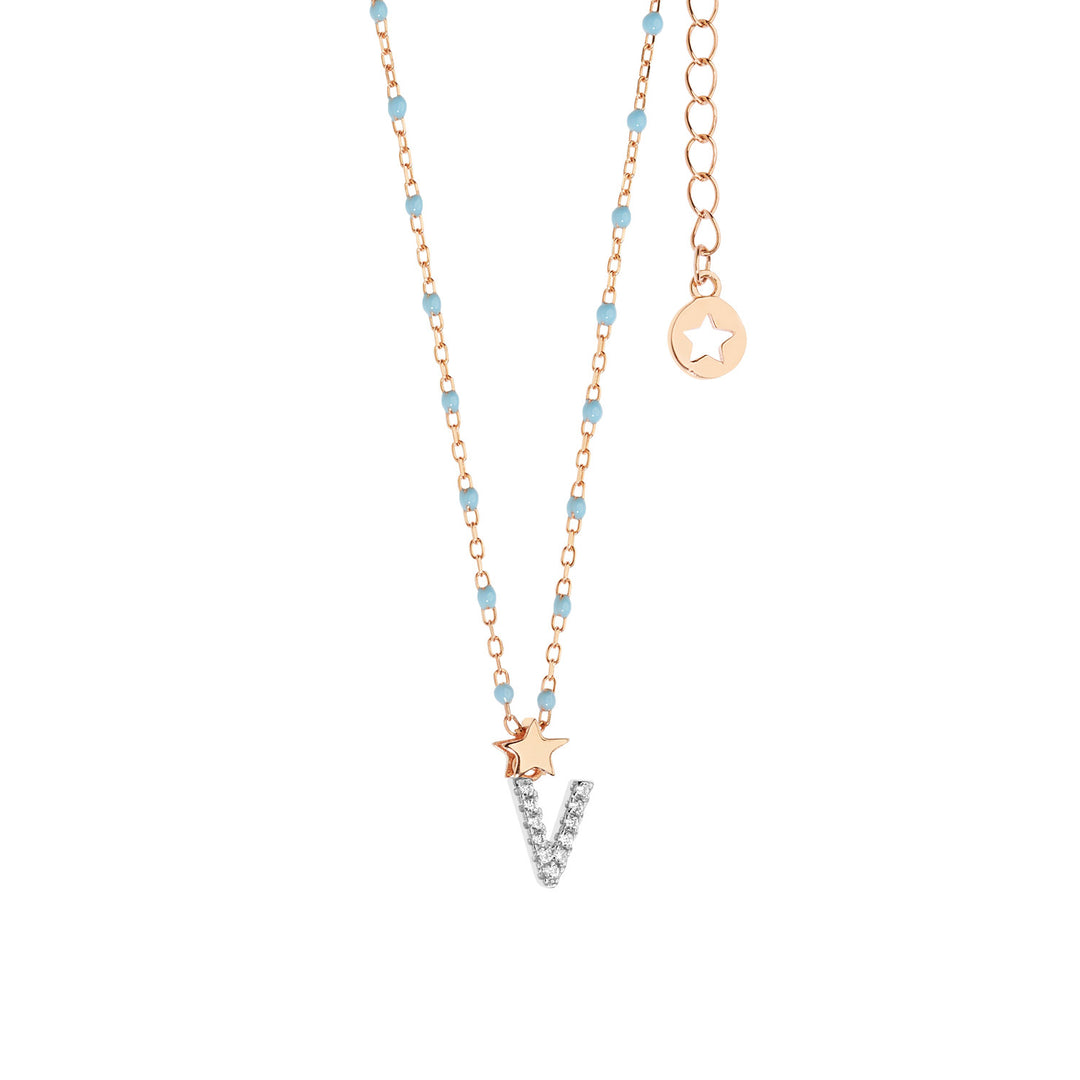 Comete Silver Necklace Letter V GLA194