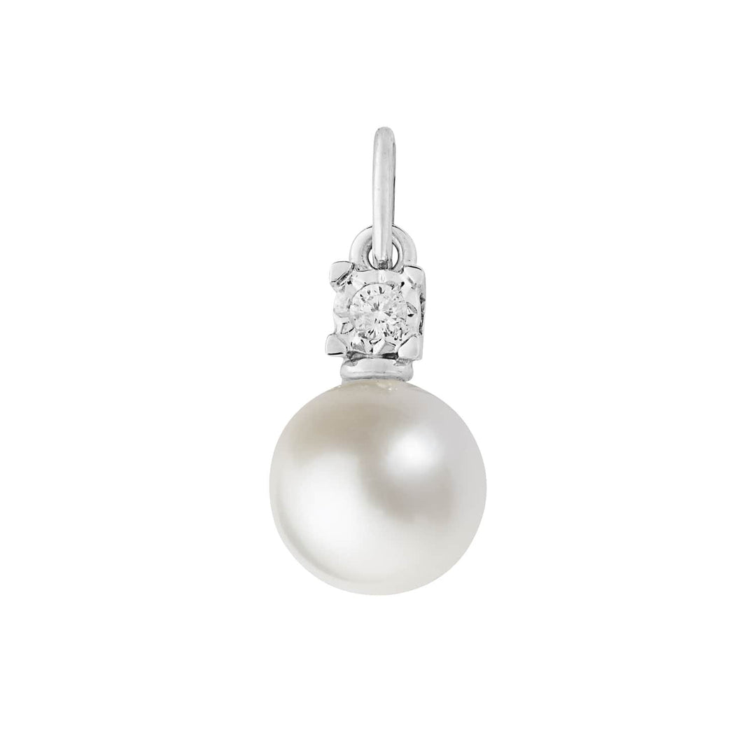 Comete-hanger in 750‰ witgoud met witte diamant, gekweekte parel COP272