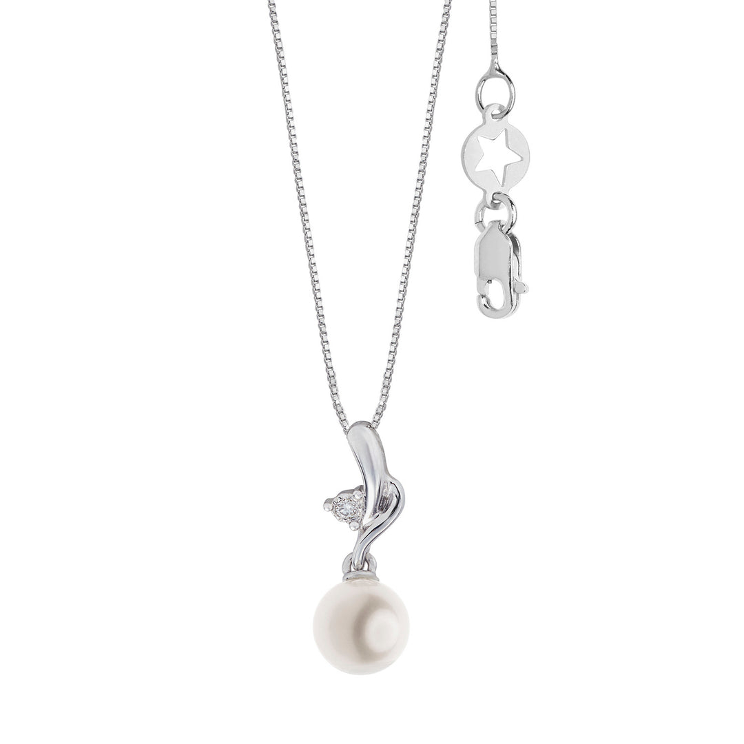Comete parelketting in 750‰ goud en diamanten GLP634