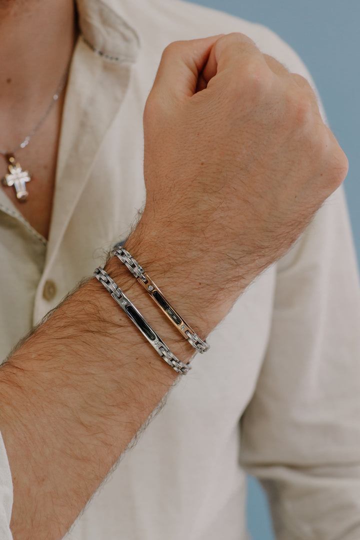 Comete-armband van staal, PVD met zirkonen UBR1032