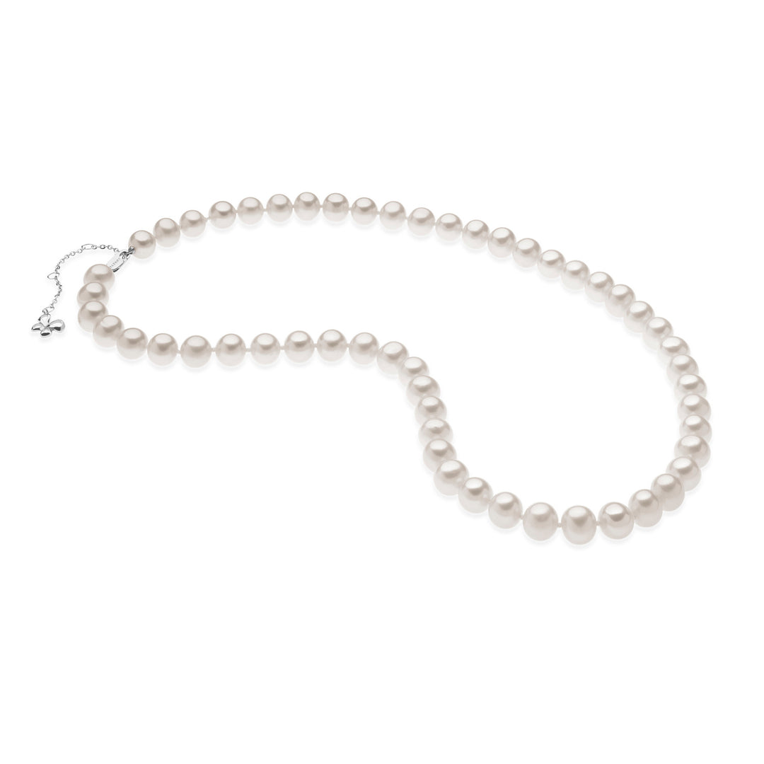 Comete parelketting in witgoud met vlinderhanger FWQ233