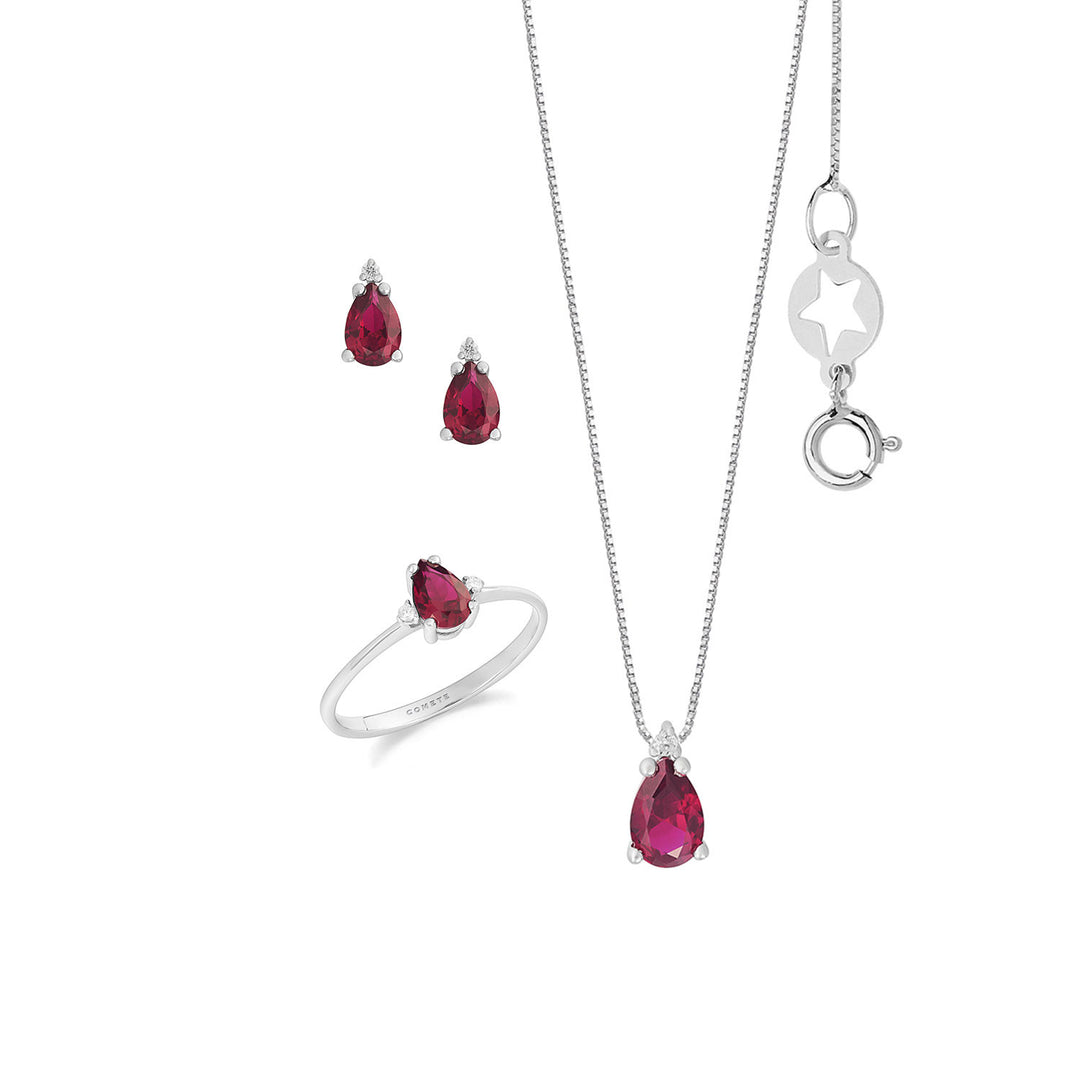 Comete Necklace, Earrings and Ring in 750 ‰ Gold, Diamonds and Rubies drop KIT168327101127