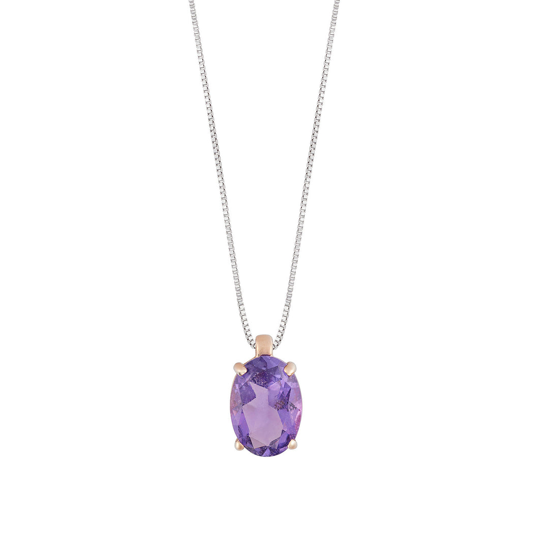 Comete-ketting in 750‰ roségoud en ovale amethist GLB1667
