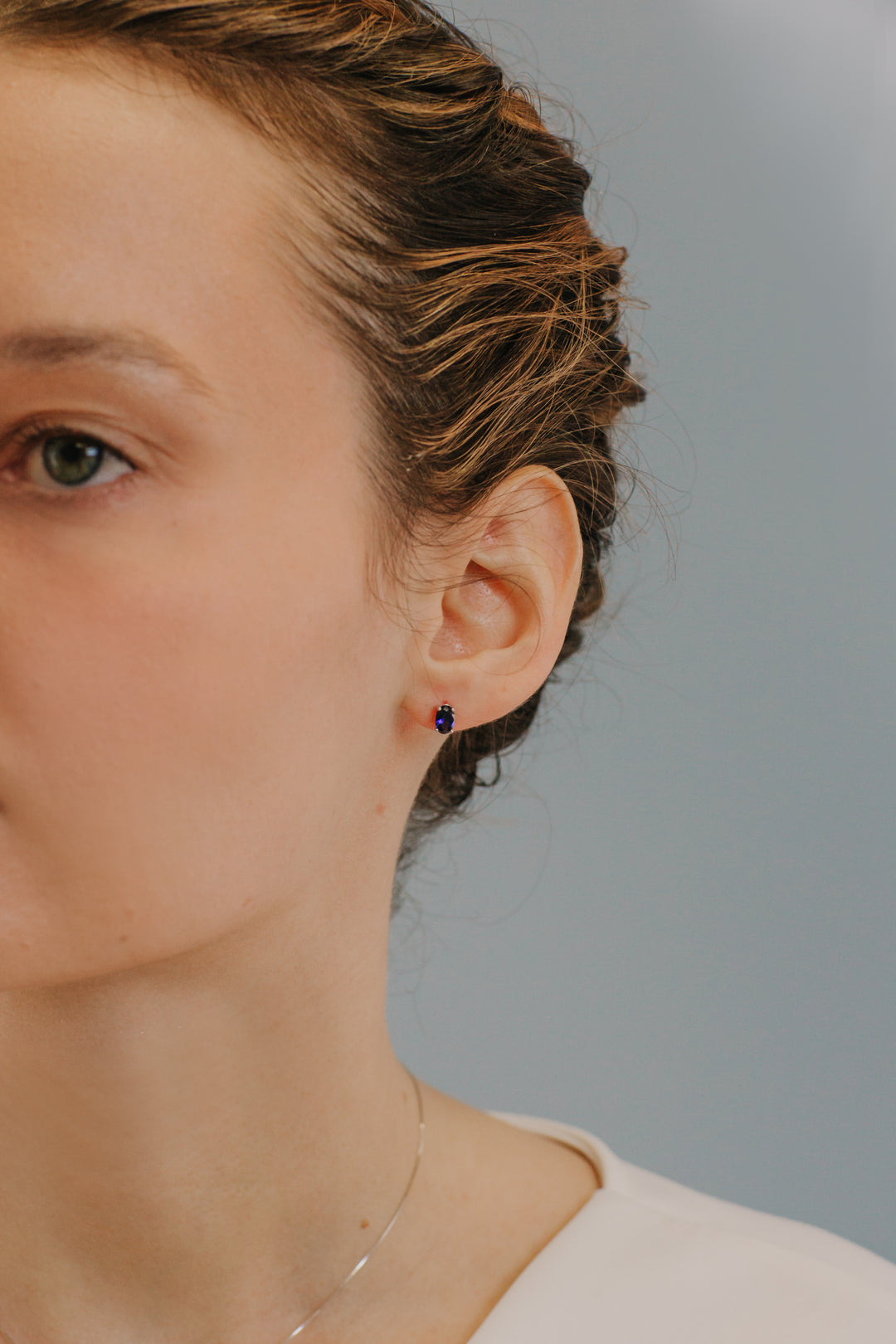 Comete Earrings in Gold and Oval Sapphire ORB1072