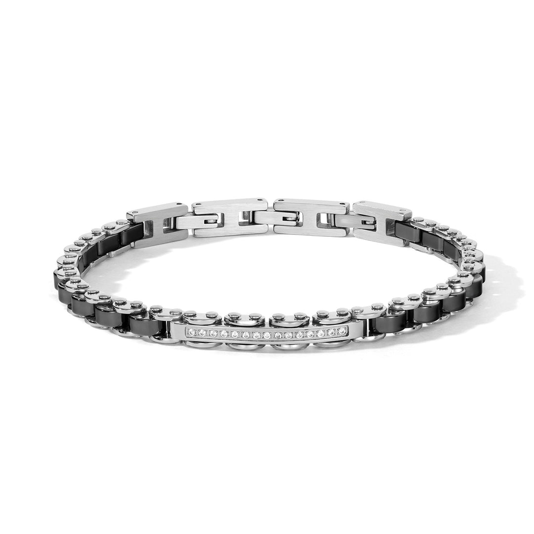 Comete Bracelet in steel, white zircons and ceramic UBR1309
