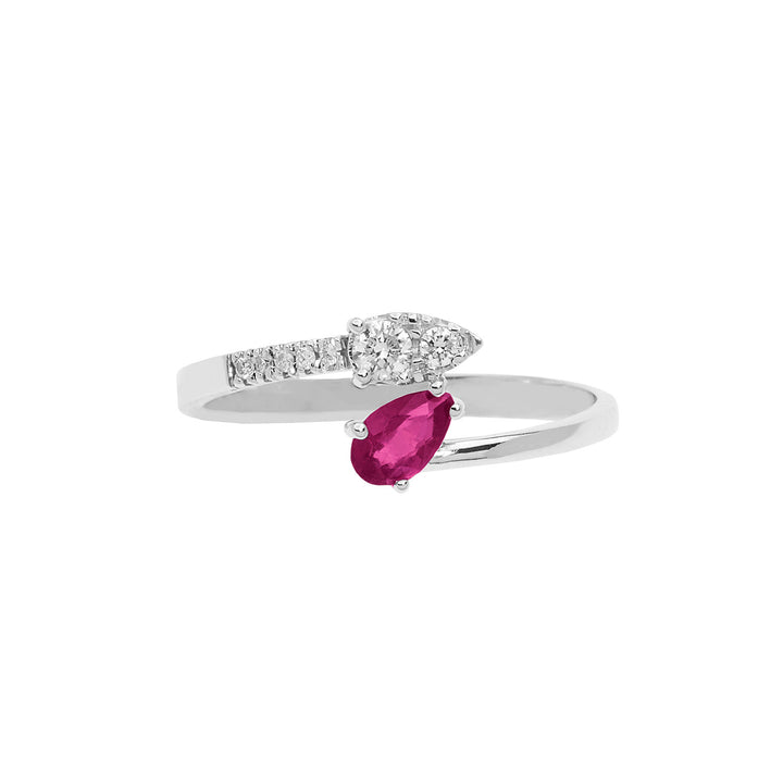 Comete Gold Ring with Diamonds and Ruby Drop ANB2630