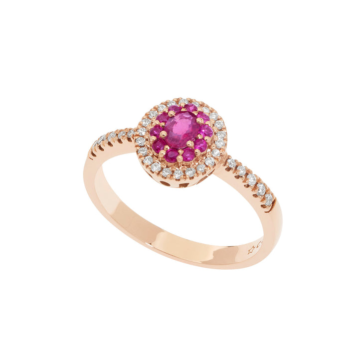 Comete Ring in rose gold with diamonds and rubies ANB2580