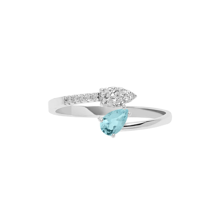 Comete Gold Ring with Diamonds and Aquamarine Drop ANQ326