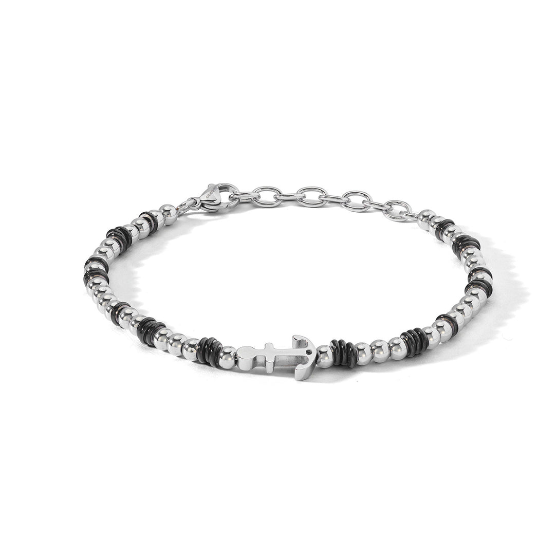 Comete Anchor Bracelet in Steel, black PVD and black zircon UBR1267