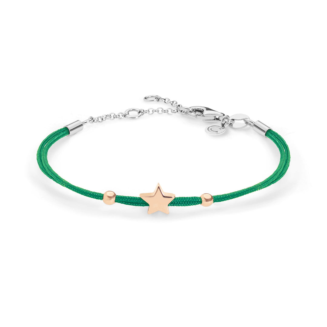 Comete Star-armband in zilvergroen koord BRA157