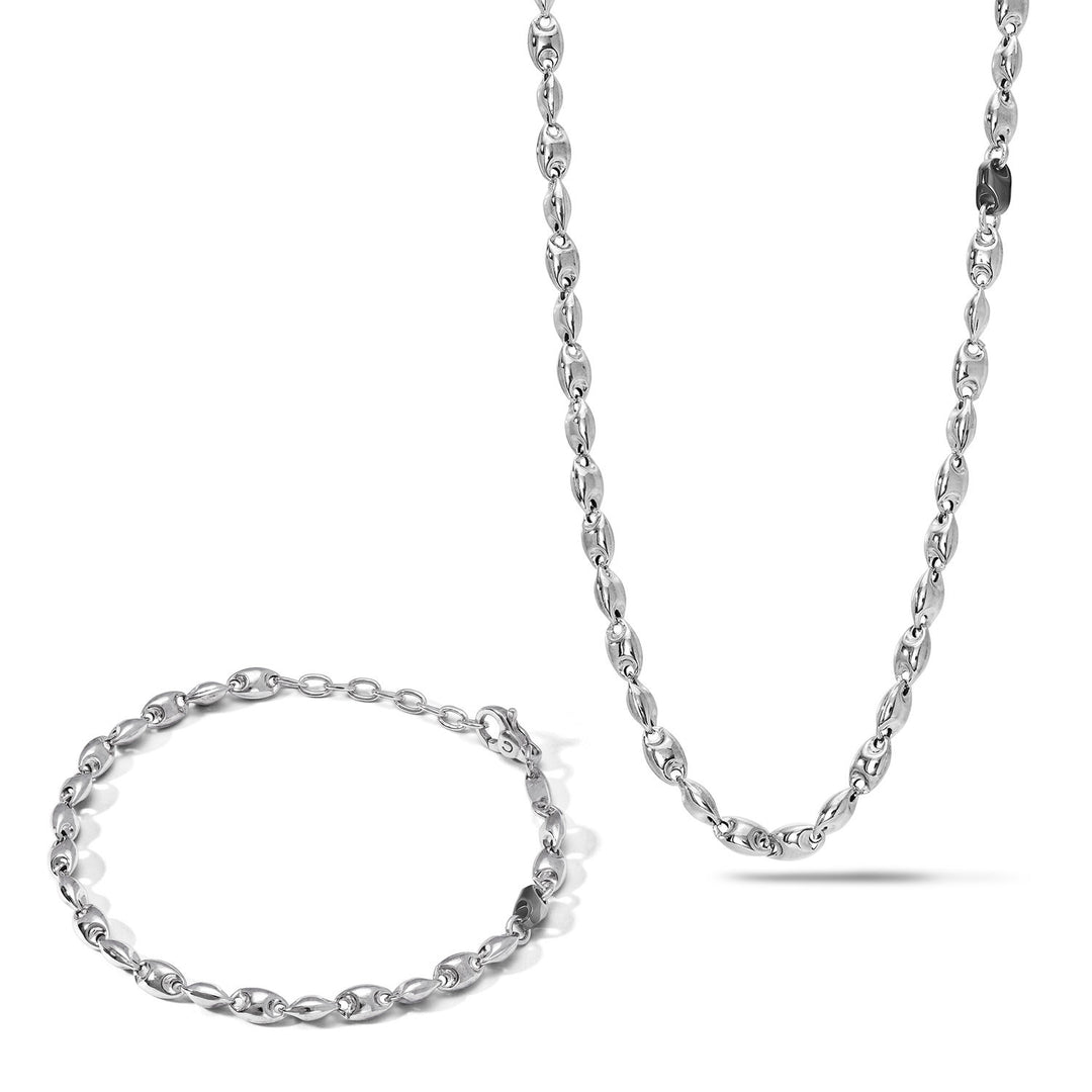 Comete Necklace and Bracelet in Silver with black ceramic elements KIT7211117