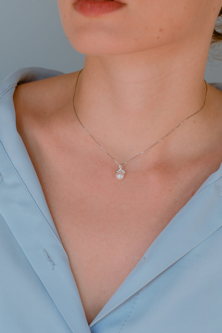 Comete gouden ketting met parels en diamanten GLP610