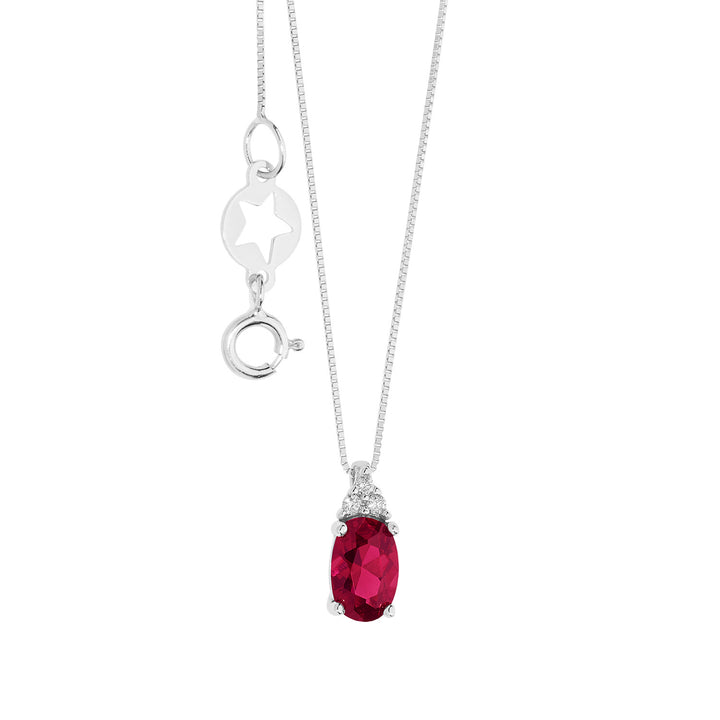 Comete ketting in goud, diamanten en ovale robijn GLB1616