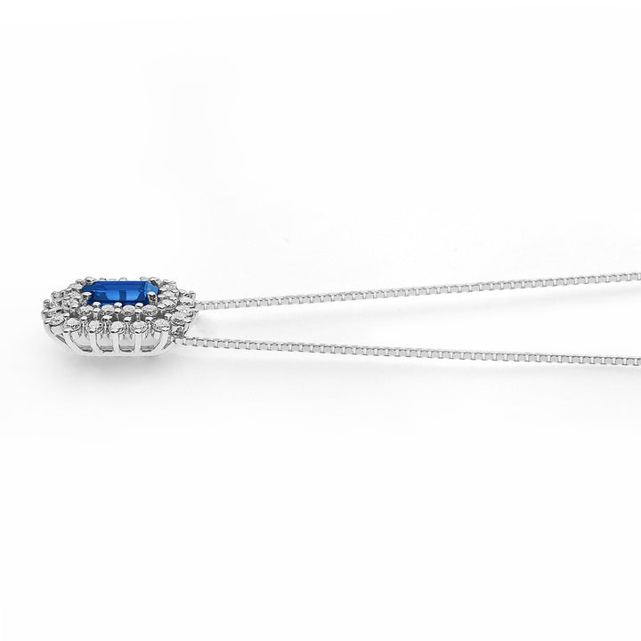 Comets Necklace in Gold, Diamonds and Octagonal Sapphire GLB1603