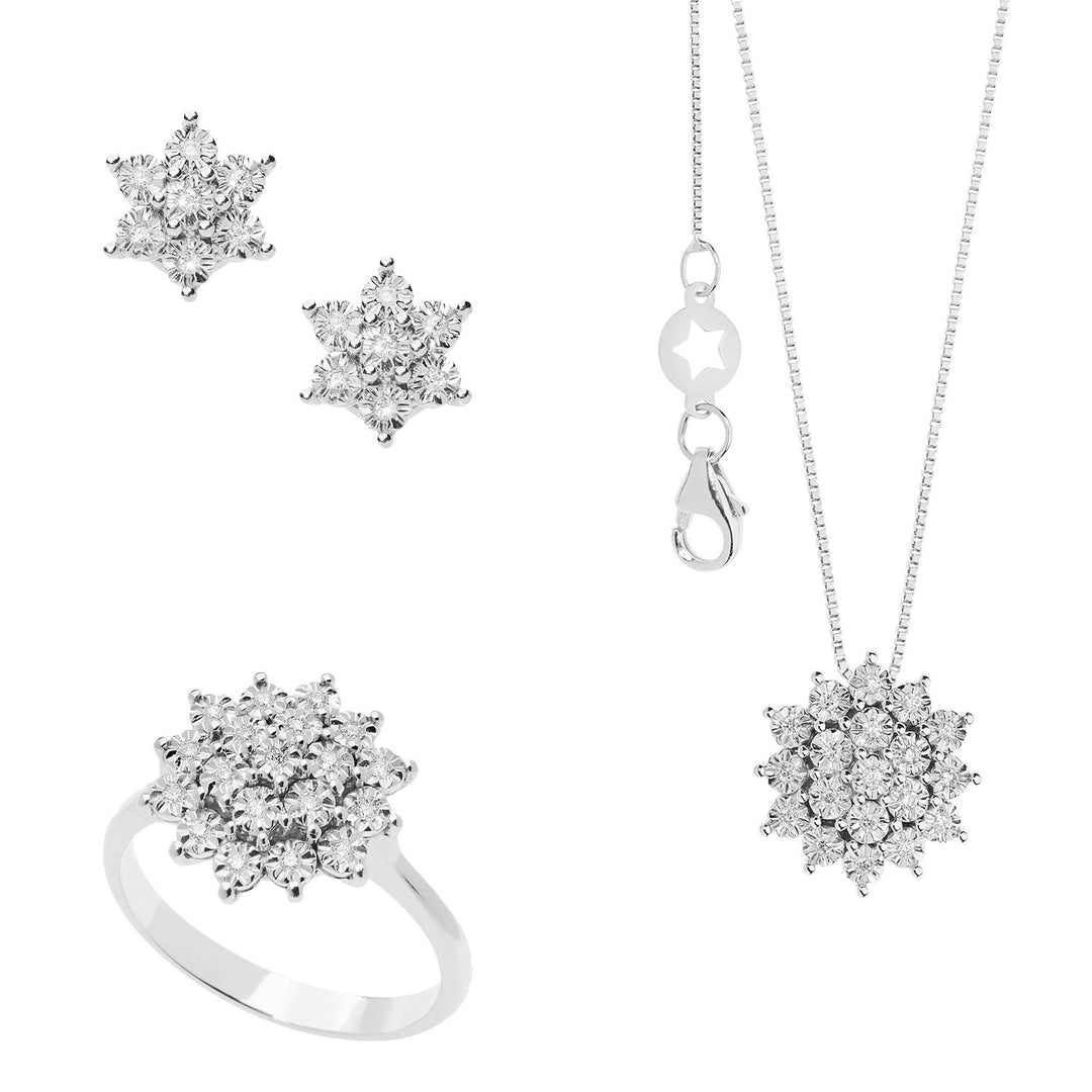 Comete Necklace, Ring and Earrings in white gold and Diamonds Moments KIT163926701090
