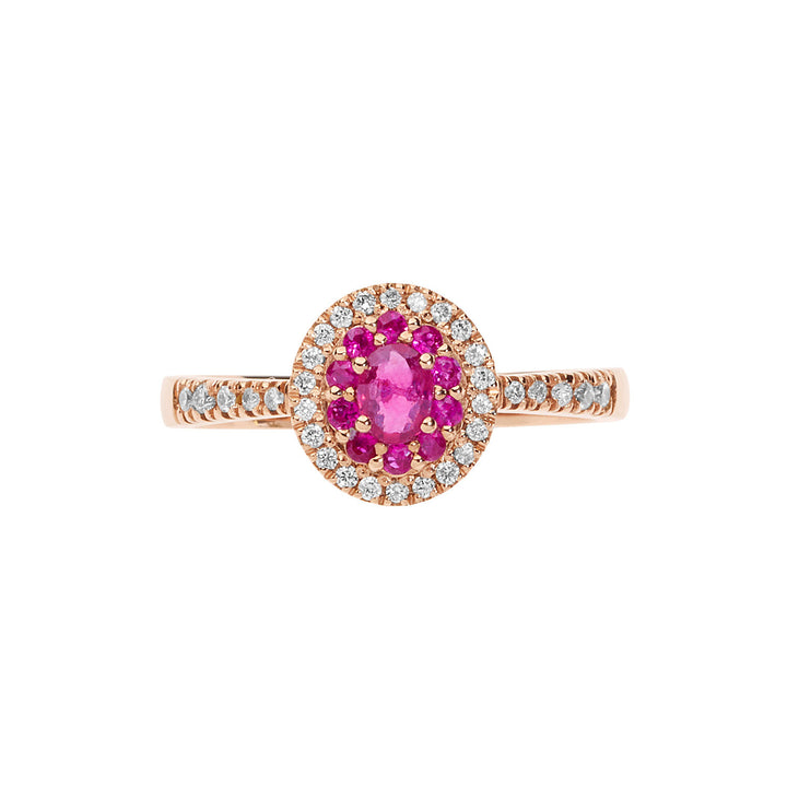 Comete Ring in rose gold with diamonds and rubies ANB2580