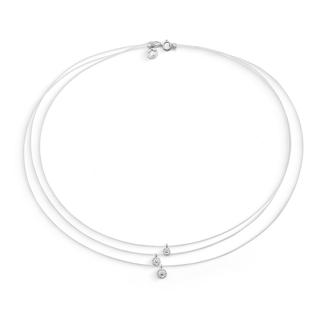 Comete-halsketting in 375‰ witgoud met druppelhangers en witte diamanten KGLB1431