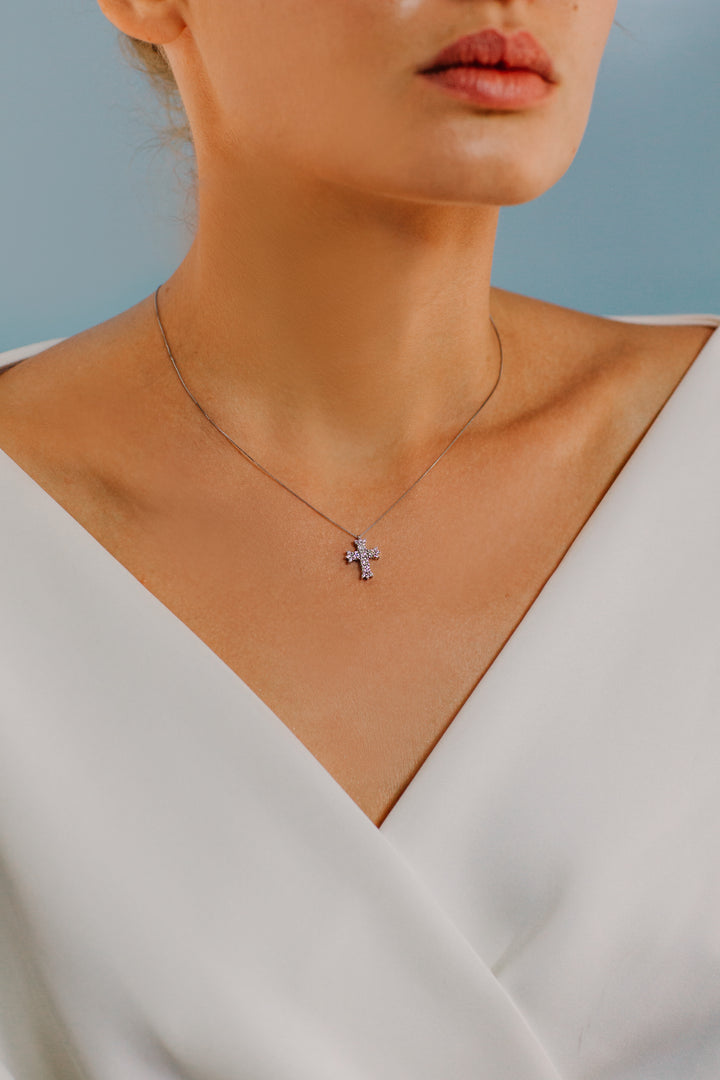 Comete gouden en diamanten kruisketting GLB1381