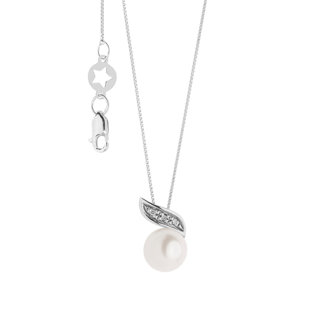 Comete ketting parels in goud en diamanten GLP612