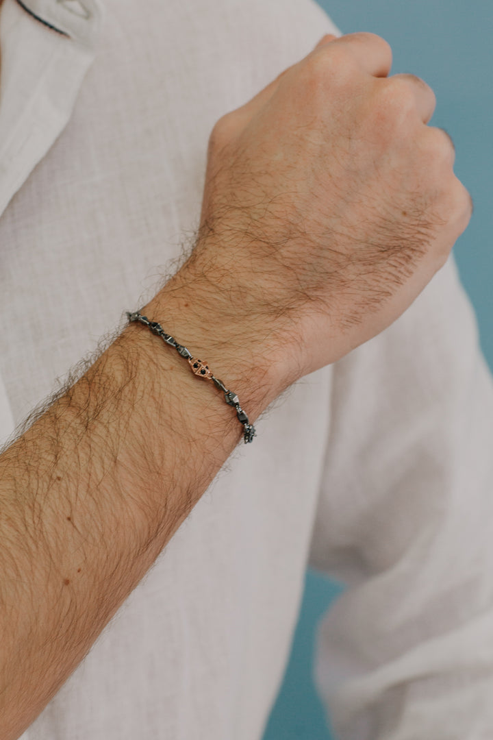 Comete Bracelet in rosé and burnished silver with zircons UBR1008