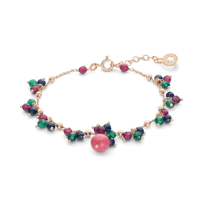 Comete 925‰ Silver Bracelet with Jade and blue, red and green stones BRA272