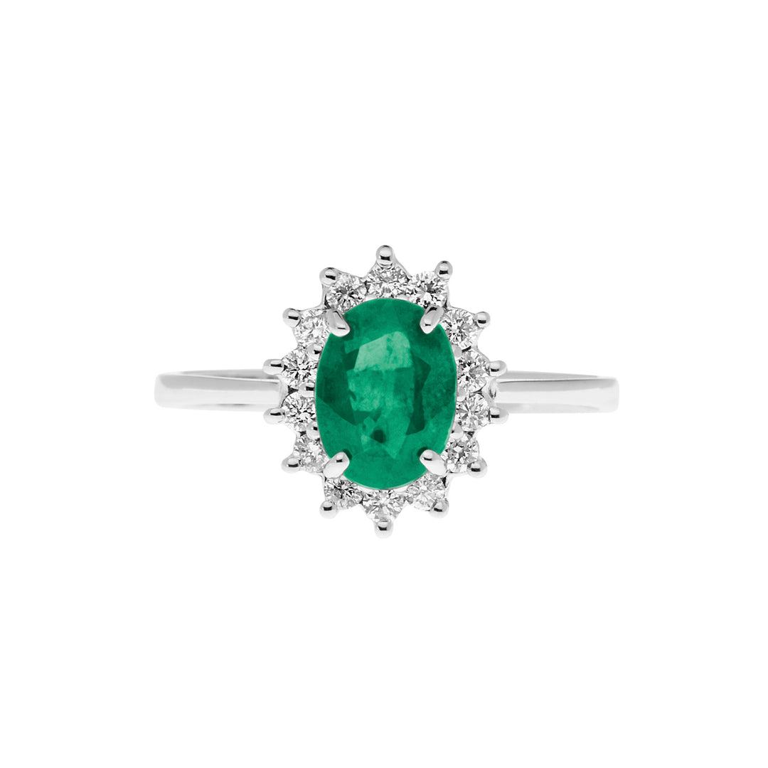 Comete-Ring aus Gold, Diamanten und ovalem Smaragd ANB2571S3