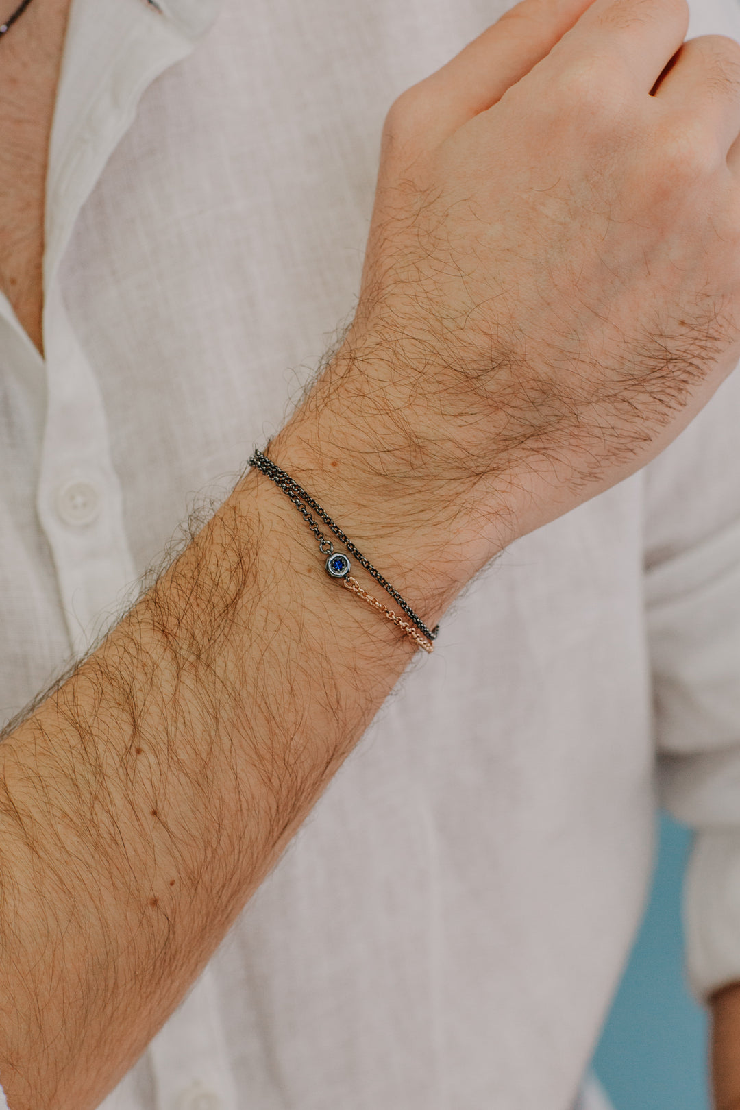 Comete Bracelet in double, rosé and burnished silver UBR1046