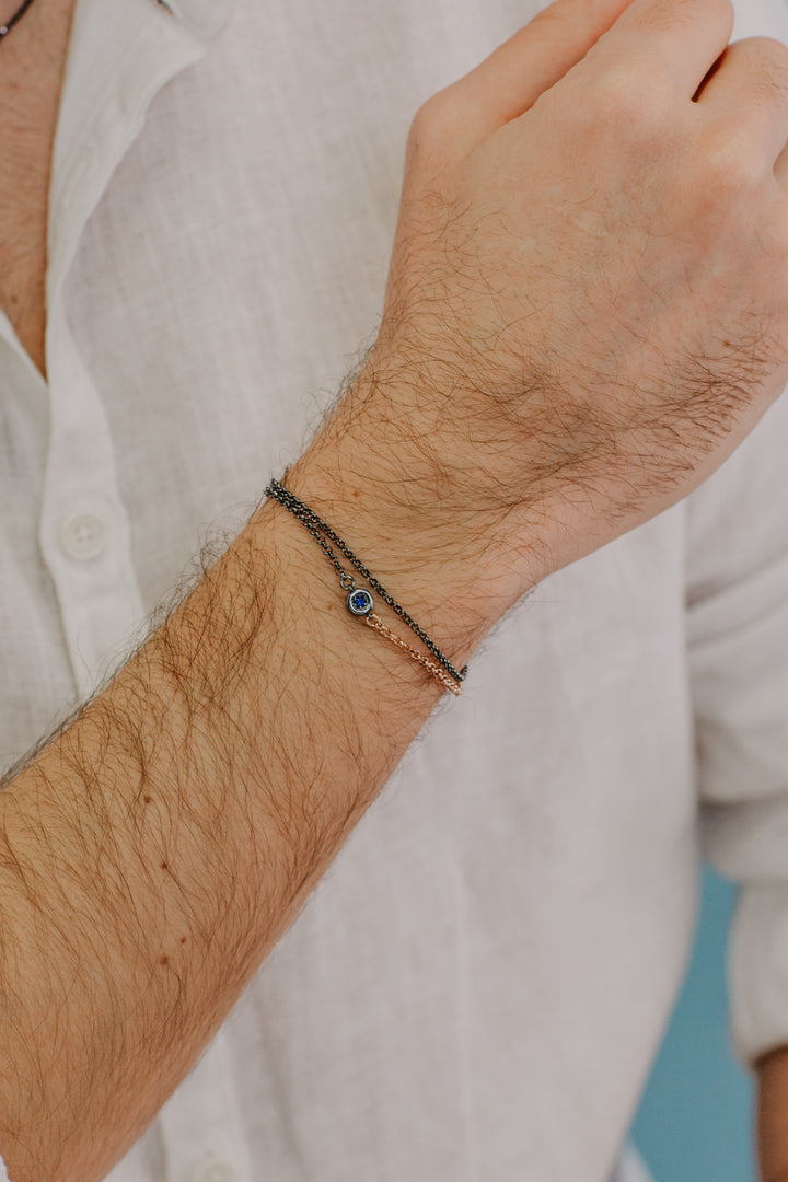 Comete Bracelet in double, rosé and burnished silver UBR1046