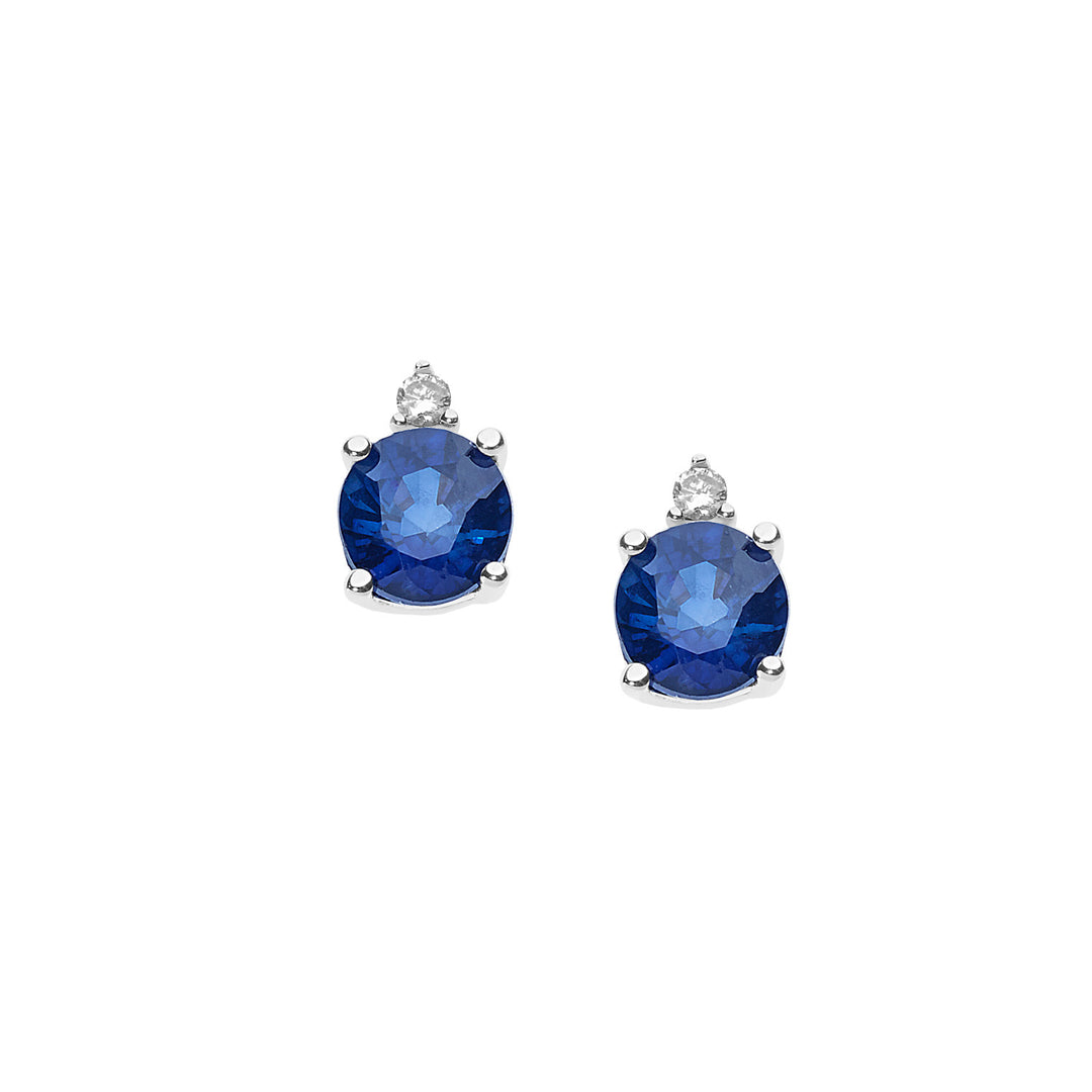 Comete gouden oorbellen met ronde blauwe diamanten en saffieren ORB880