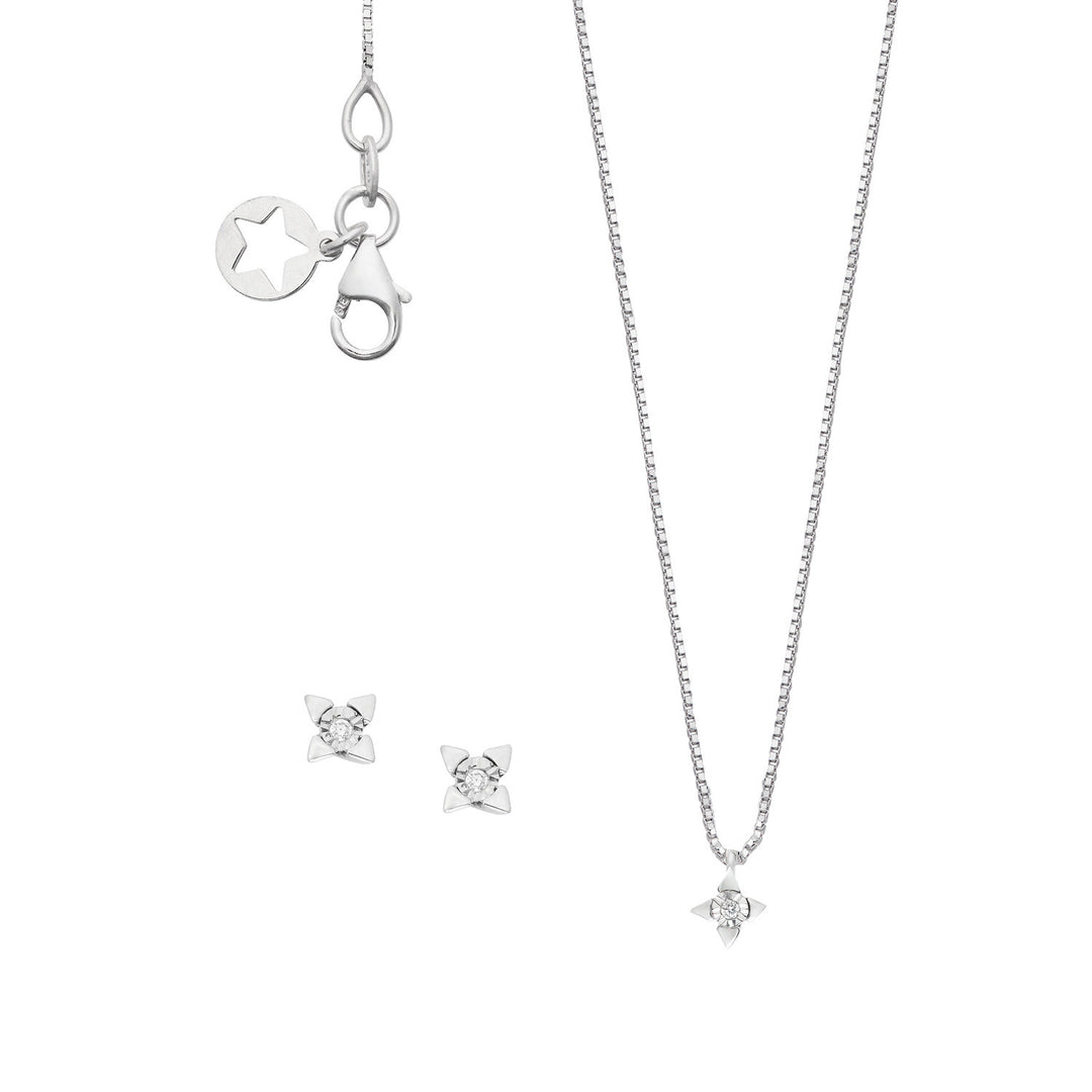 Comete Earrings and necklace in 375‰ gold and white diamonds KIT14001000